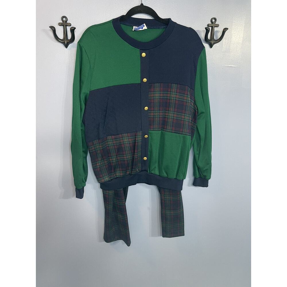 Cape Cod 2 Piece Outfit Blue and Green Top and Pants Size 16P